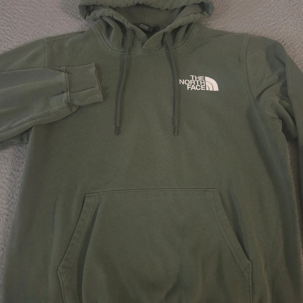 The North Face Hoodie Mens Small Green Box NSE Pullover Cotton Graphic Logo